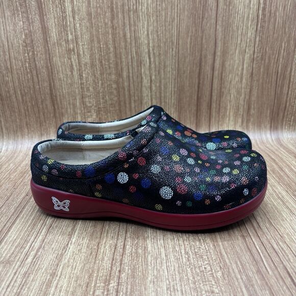 Alegria Kayla Jubilee Polka Dot Multi Professional Clogs Leather Low Women’s 39 - Picture 1 of 8